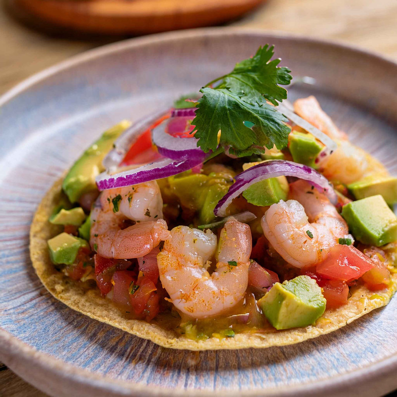 Tostada de Ceviche de Camaron